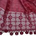 Box checkered circular design stole with sequence - Maroon